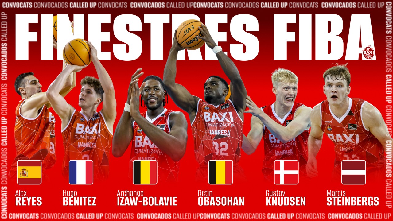 Seven players of BAXI Manresa, with their National Team