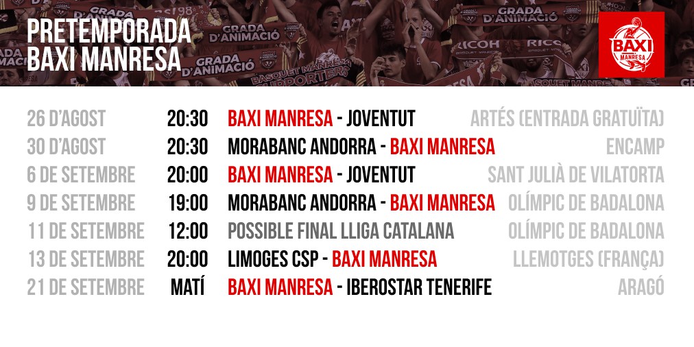 Partidos de pretemporada del BAXI Manresa 2019