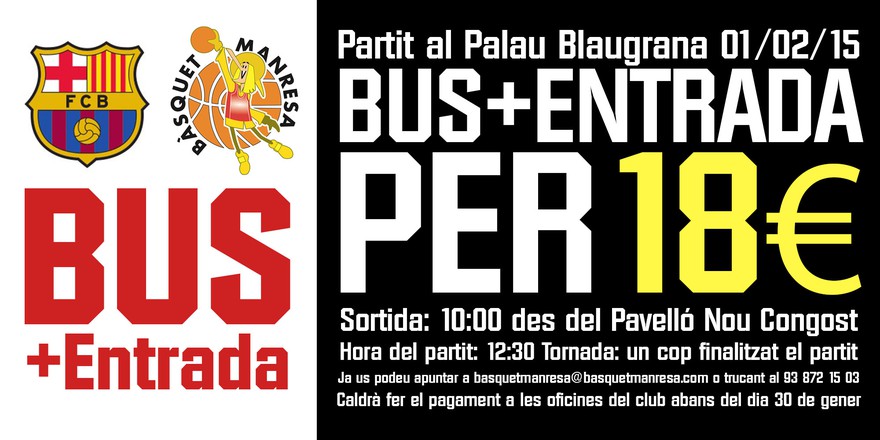 Bus al Palau Blaugrana: entrada i transport per 18€