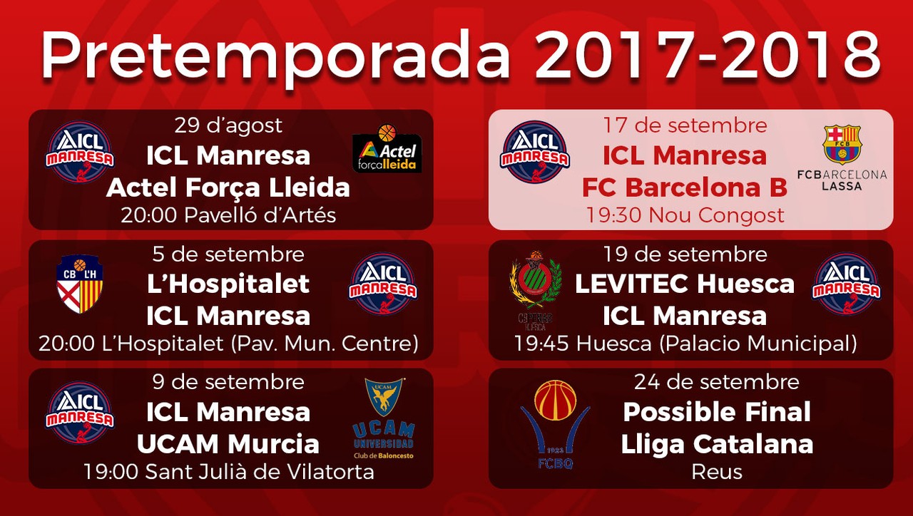 Primer partit a Artés i presentació el 17 de setembre en la pretemporada de l’ICL Manresa