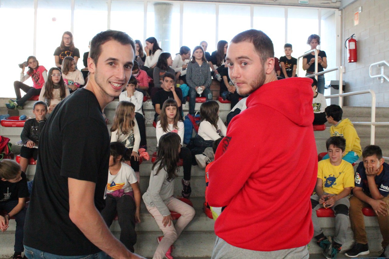 Otverchenko i Hernández, de visita a l’escola Sant Josep de Navàs
