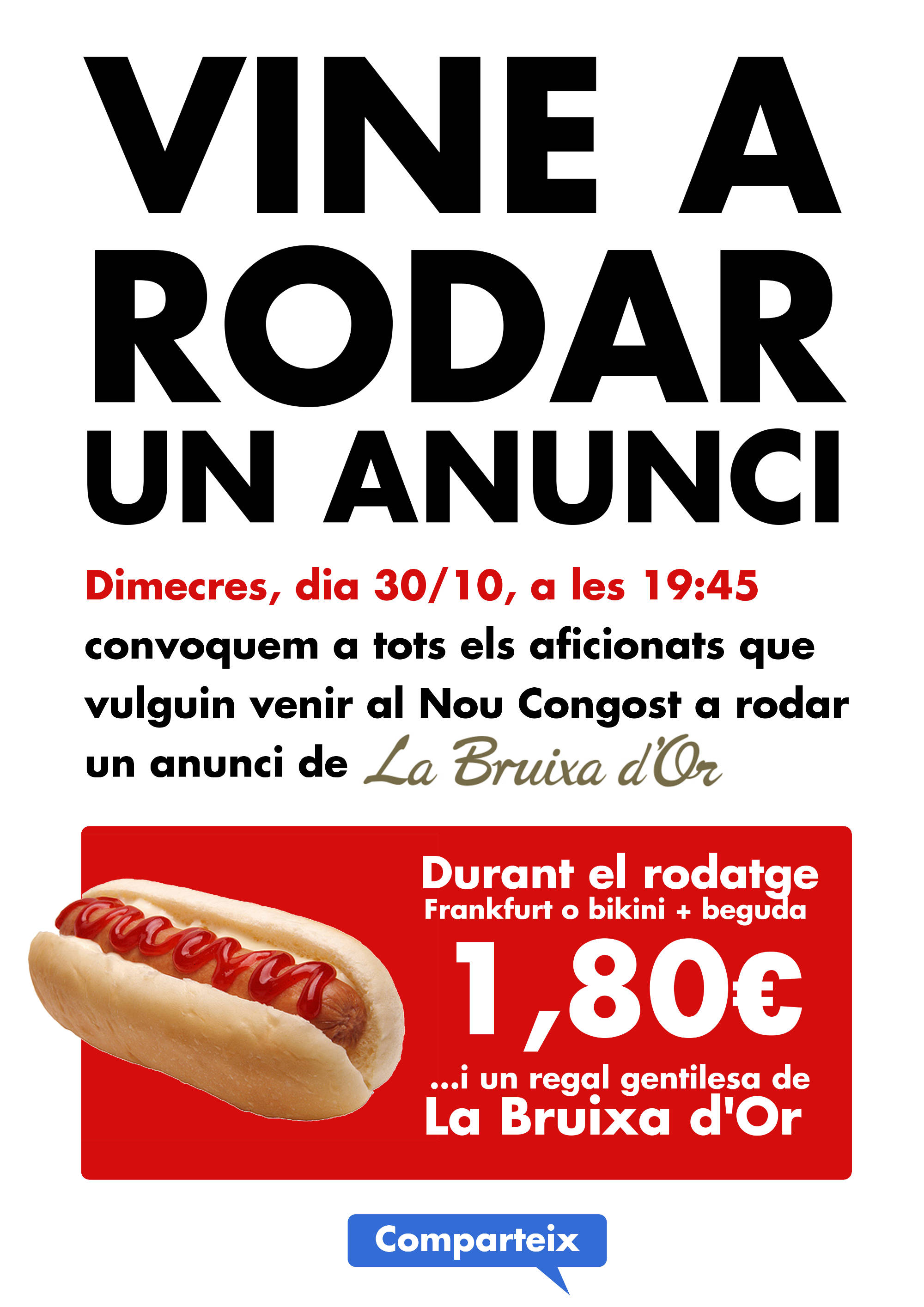 Cartell rodatge al Nou Congost